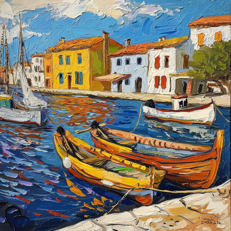 Van Gogh Style: Fishing Boats in Saintes-Maries-de-la-Mer Series 2