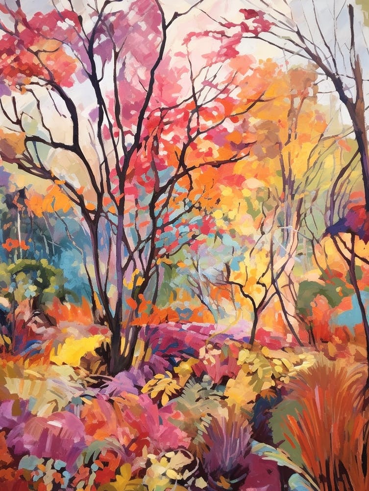 Autumn Gardens Painting Smith College Botanic Garden Usa