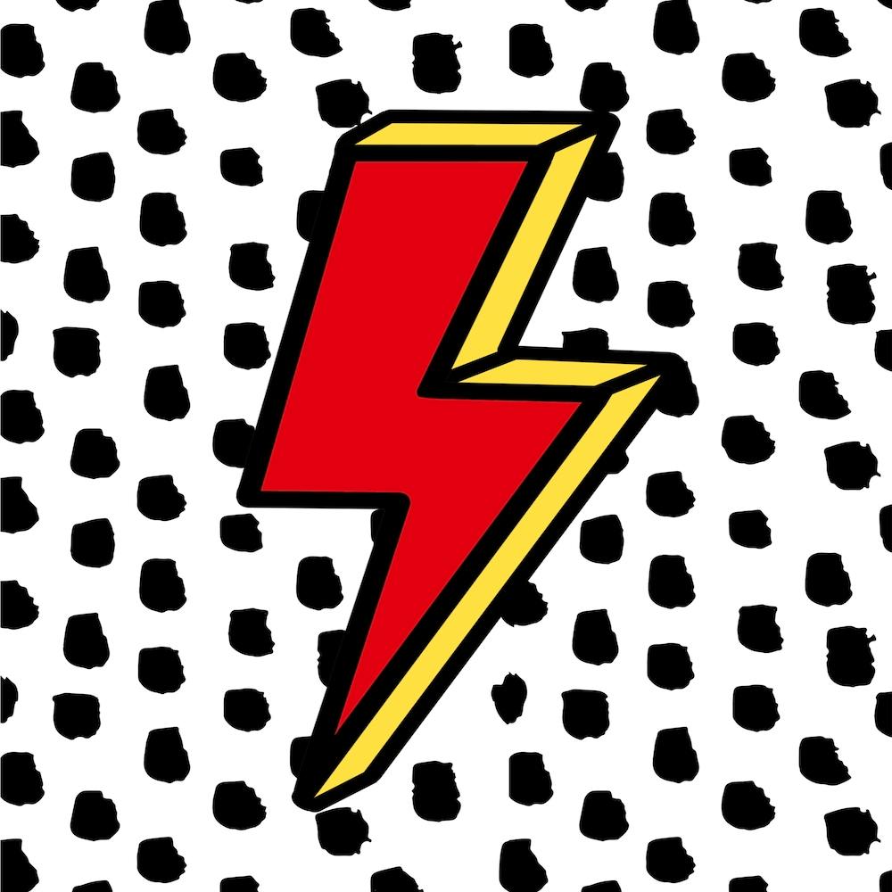Red & Yellow Light Bolt Square