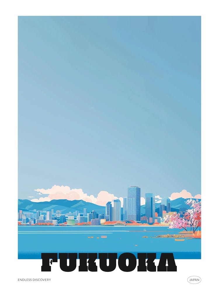 Fukuoka Japan 1 Colourful Travel Poster