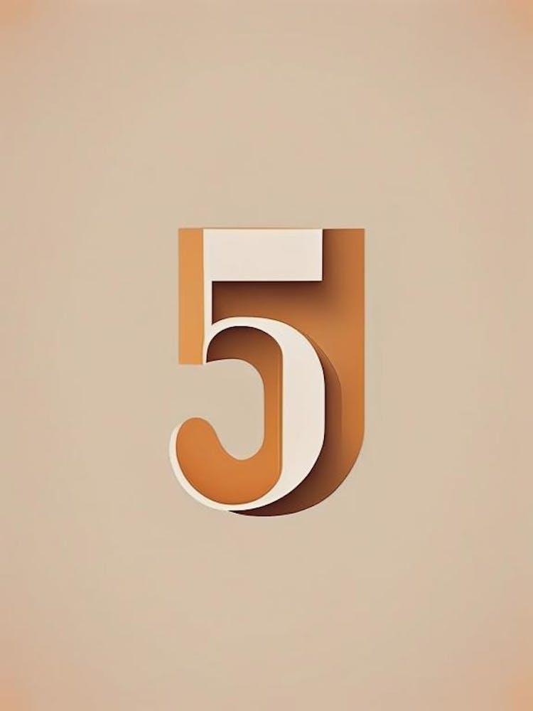 5, Number, Education Retro Minimal