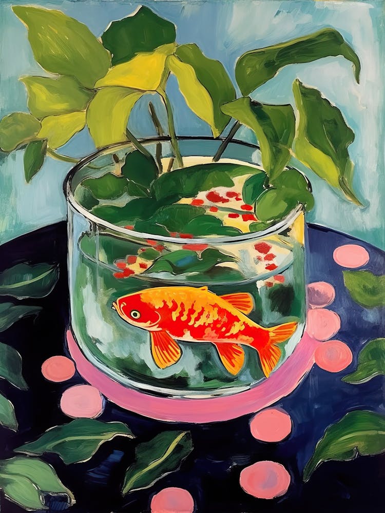 Goldfish In A Bowl Illustration Matisse Style