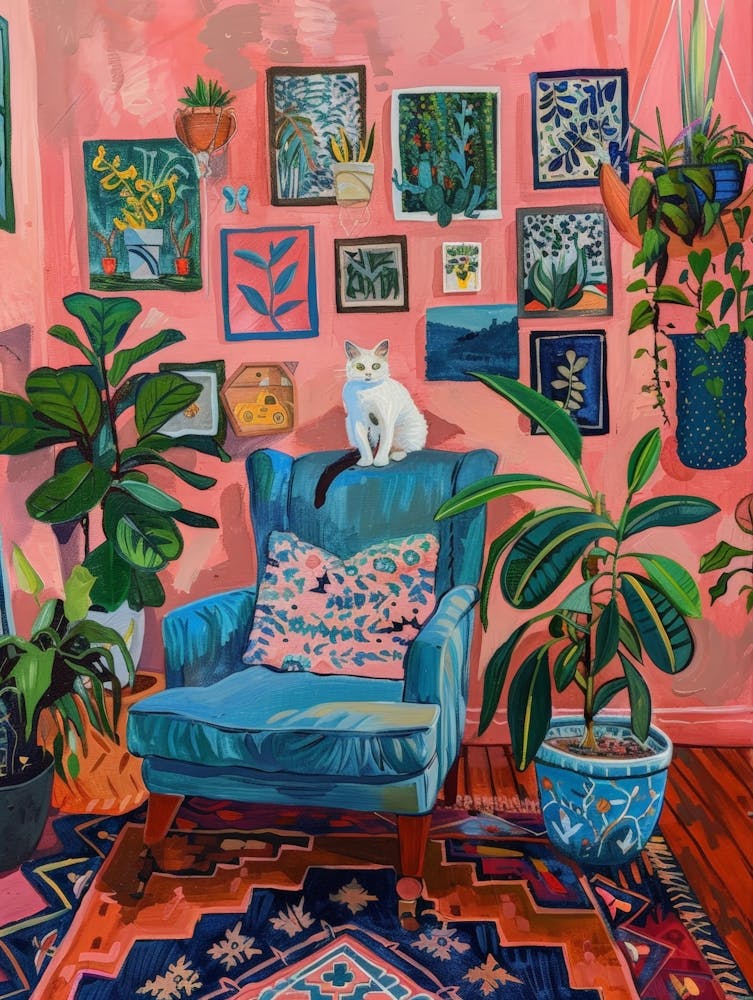 Cat In Pink Chair 3
