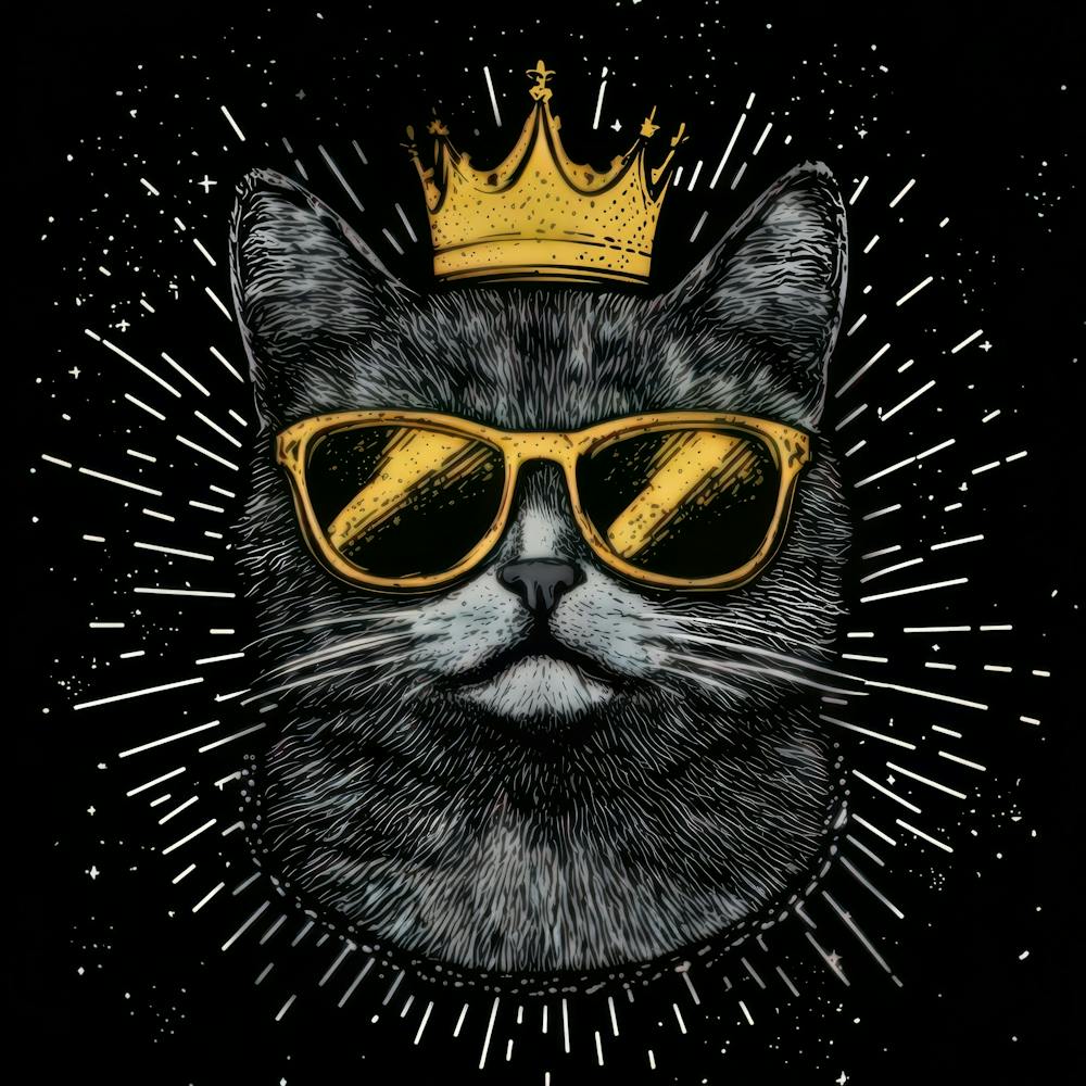 Design Featuring A Gray Cat With Golden.Generated AI. Wall 3