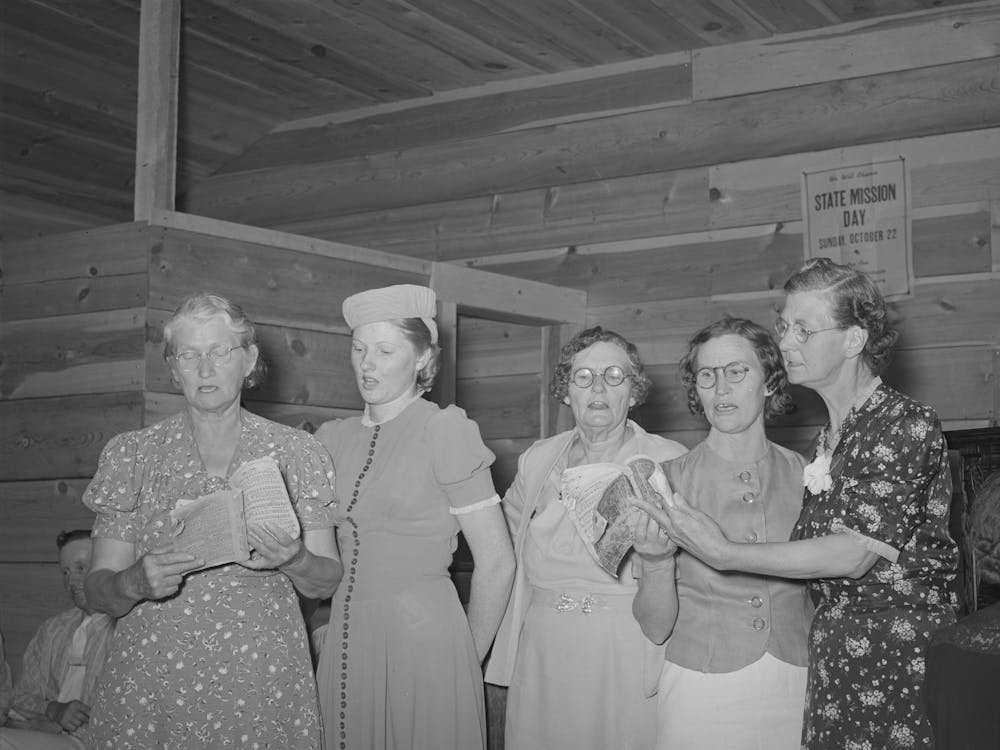 Ladies Quintette At Community Sing, Pie Town, New Mexico By Russell Lee