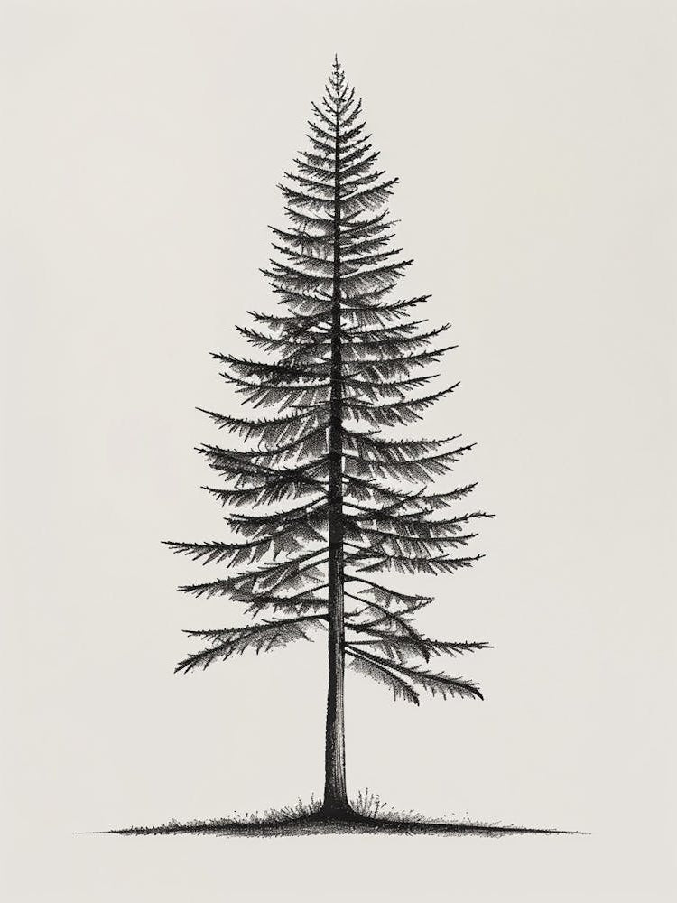 Pine Tree Minimalistic Drawing 1