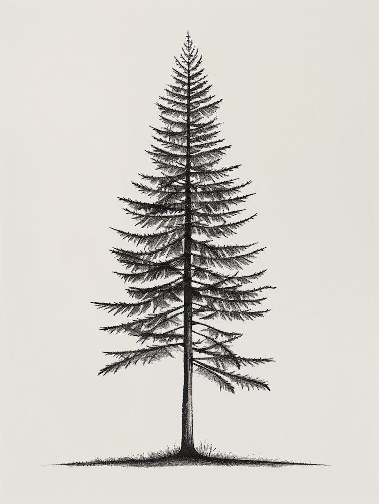 Pine Tree Minimalistic Drawing 1