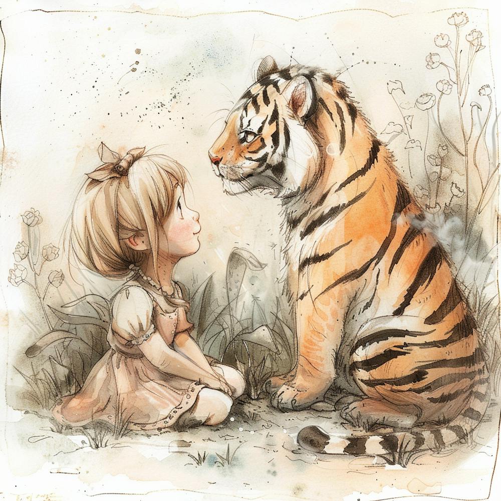 Little Girl And Tiger 2