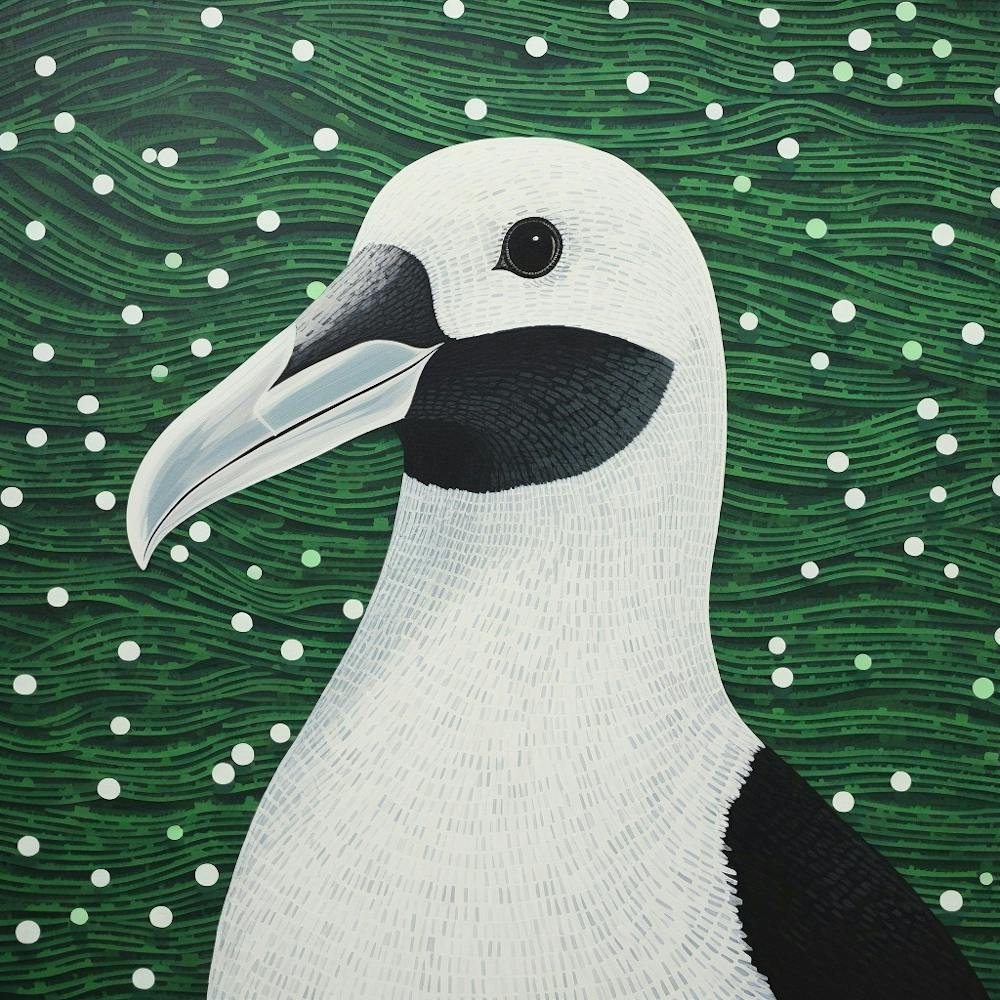 Ohara Koson Inspired Bird Painting Albatross 2 Square