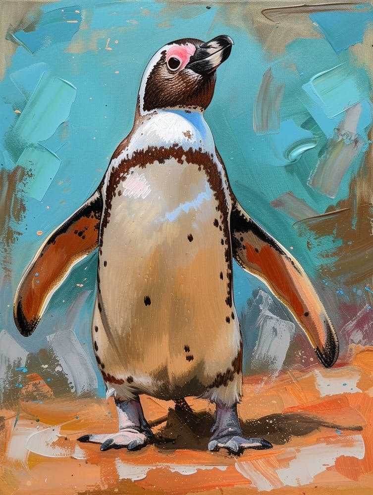Galapagos Penguin Cuverville Island Colour Block Painting 1