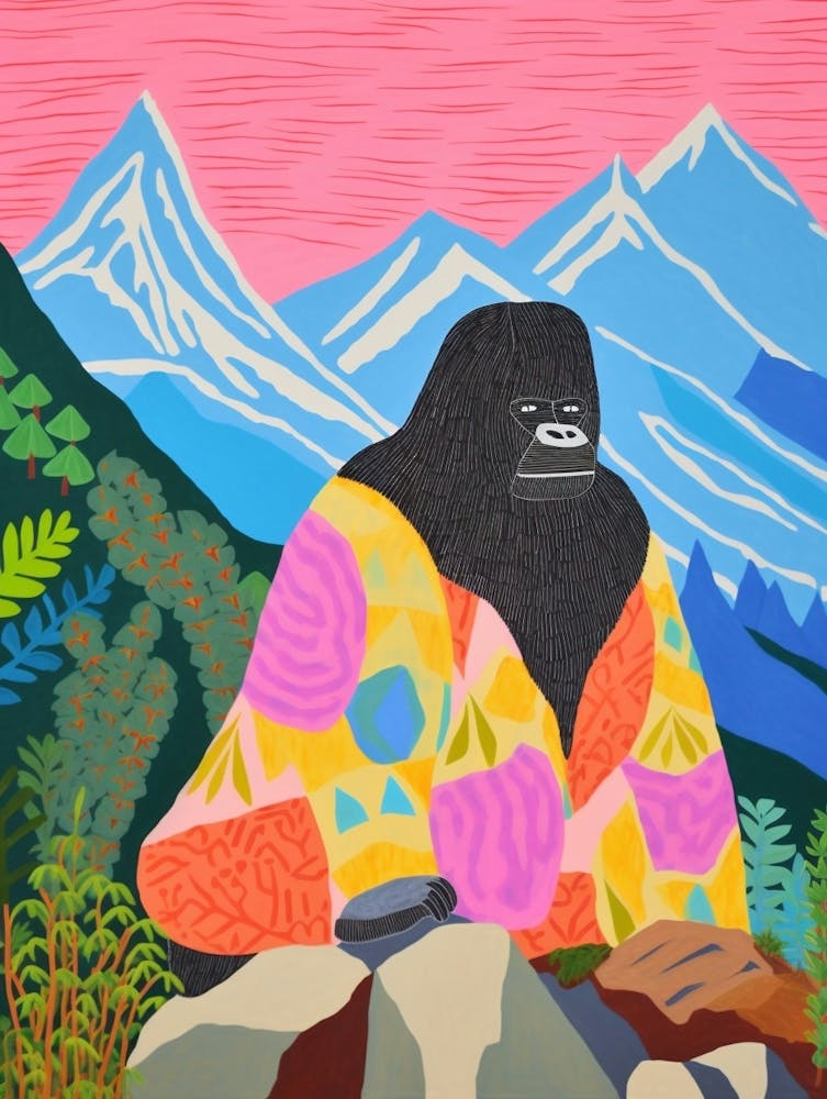 Maximalist Animal Painting Mountain Gorilla 2