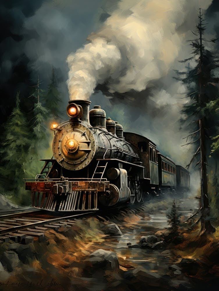 Train à Vapeur Dans la Forêt