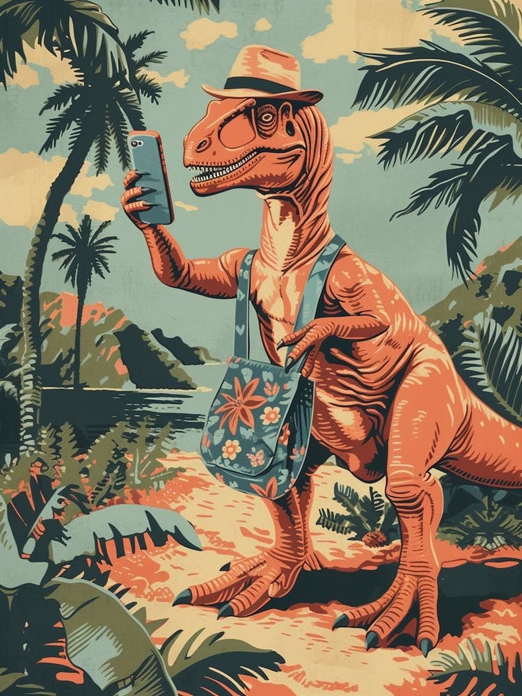 Dinosaur & A Smart Phone Retro Collage 3