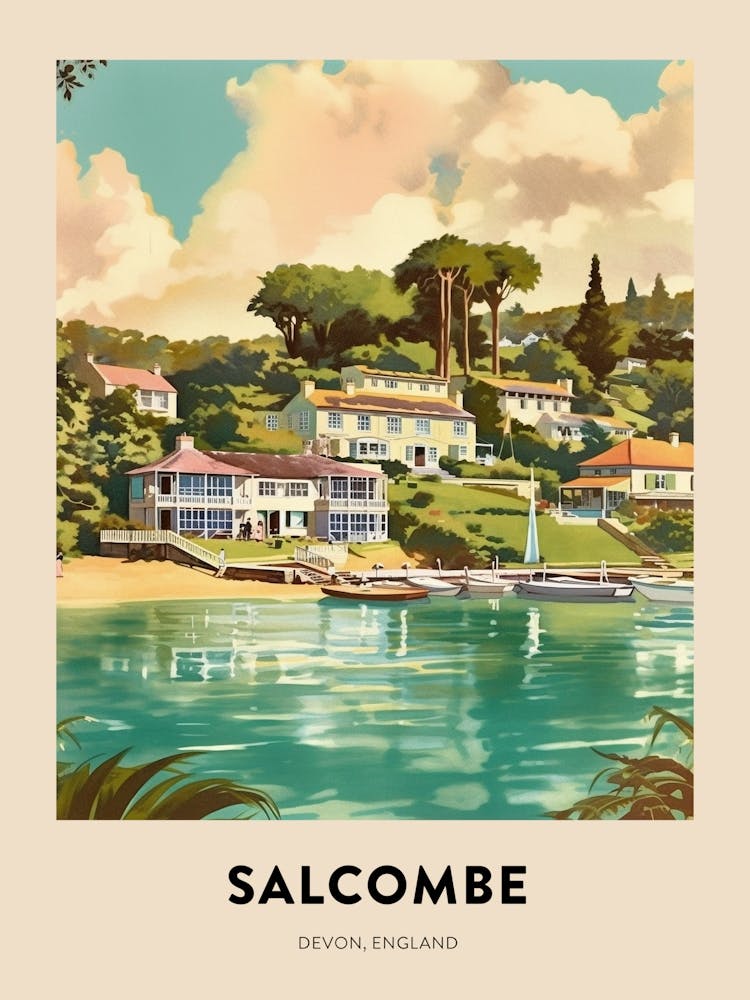 Devon Vintage Travel Poster Salcombe