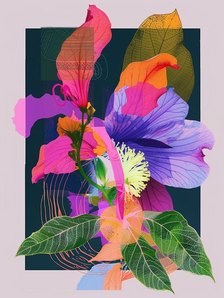 Impatiens 4 Neon Flower Collage