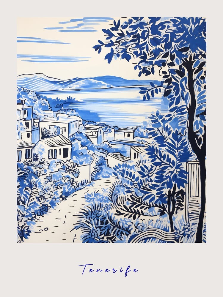Teneriffa Spanien 2 Mittelmeerblau Zeichnungs-Poster