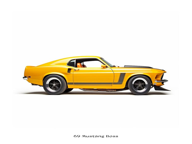 Toy Car 69 Mustang Boss 302 Yellow Poster