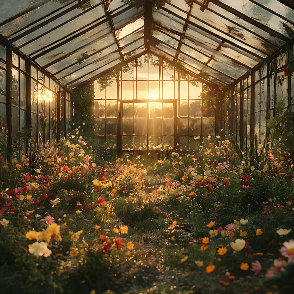 Abandoned Greenhouse Golden Sunset 5