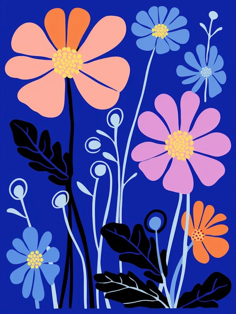 Blue Flower Illustration Cosmos 2