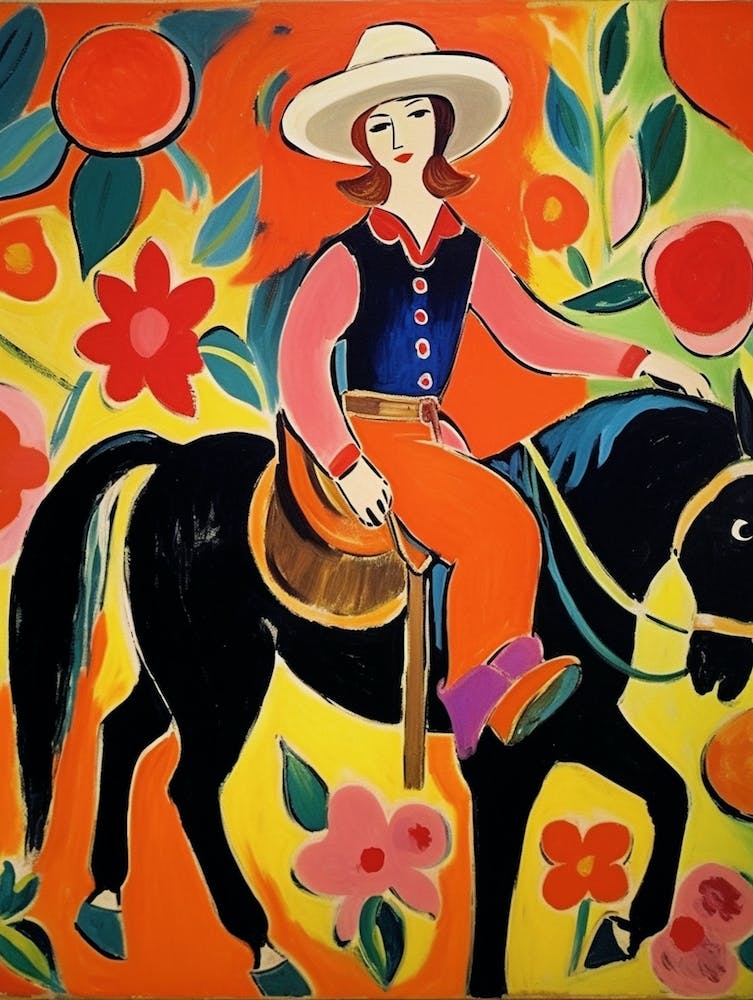Matisse Inspired Cowgirl On Horse