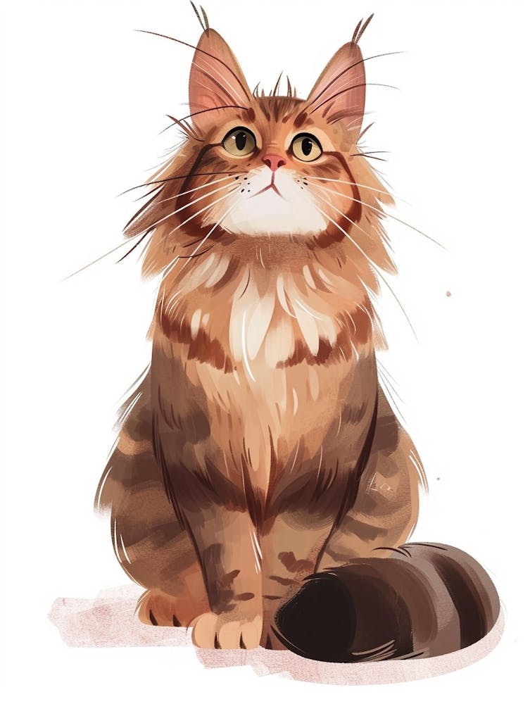 Maine Coon Cat Clipart Illustration 2