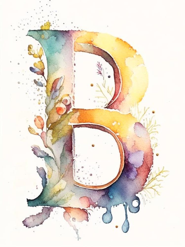 B, Letter, Alphabet Storybook Watercolour 2