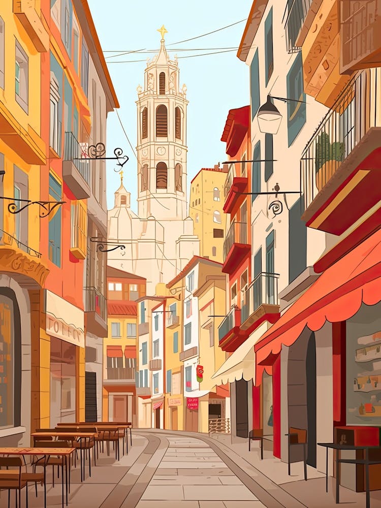 San Sebastian, Spain, Graphic Illustration 1