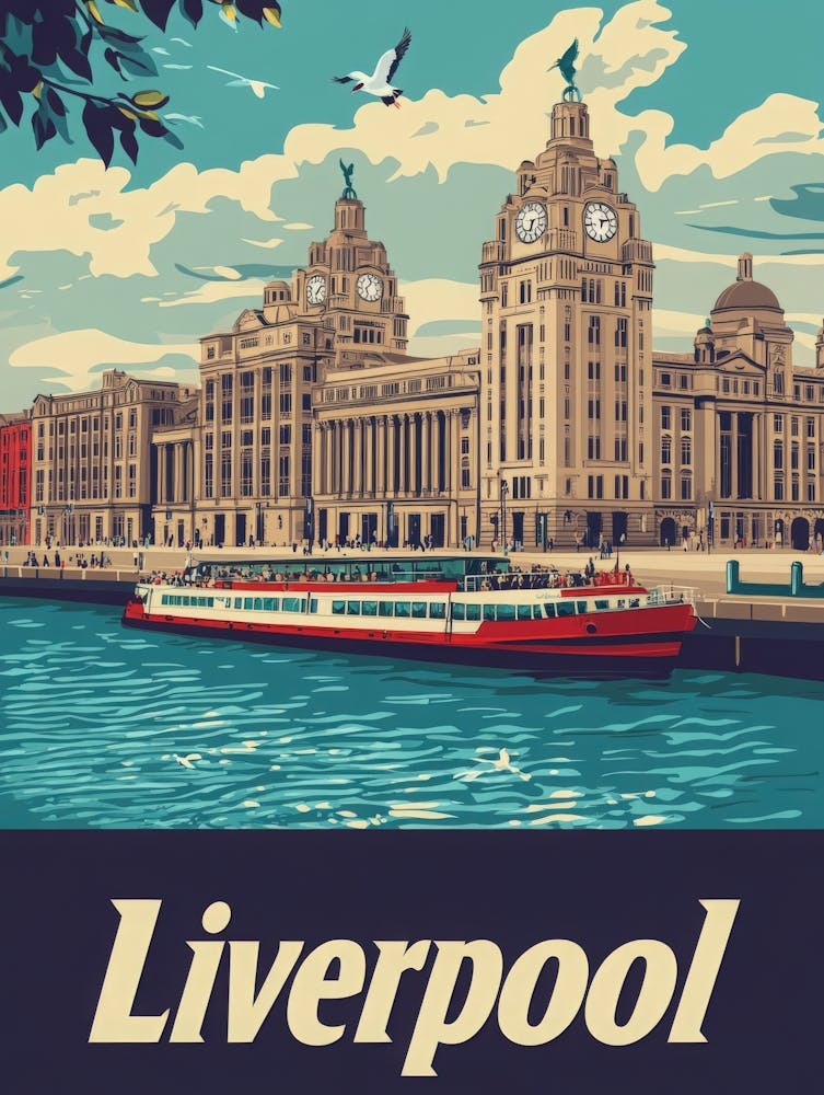 Aihrgdesign A Vintage Travel Poster Of Liverpool Featuring Th 670aaf51 4c43 429e 97ee E019a3ab3ad2 0