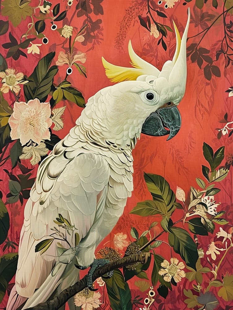 Floral Animal Painting Cockatoo 3