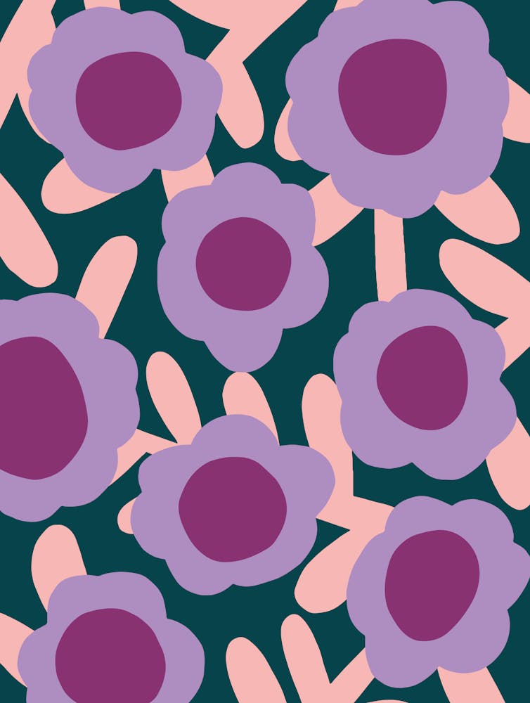 Patterned Floral Big Flowers Purple