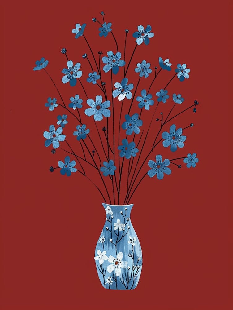 Blue Flowers In A Vase 3