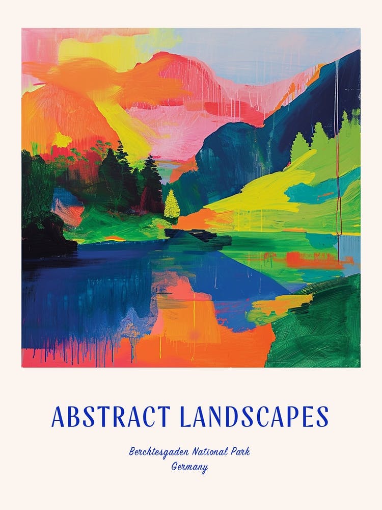 Colourful Abstract Berchtesgaden National Park Germany 6 Poster Blue