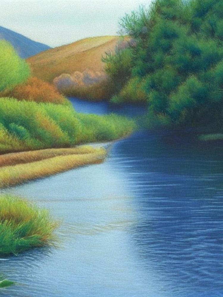 River Current Landscapes Waterscape Crayon 1
