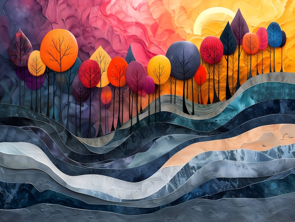 Sunset Trees, Cubism