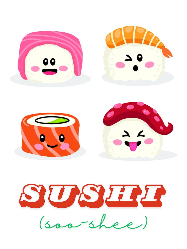 Sushi Japanese Style Cartoon Fun Kids