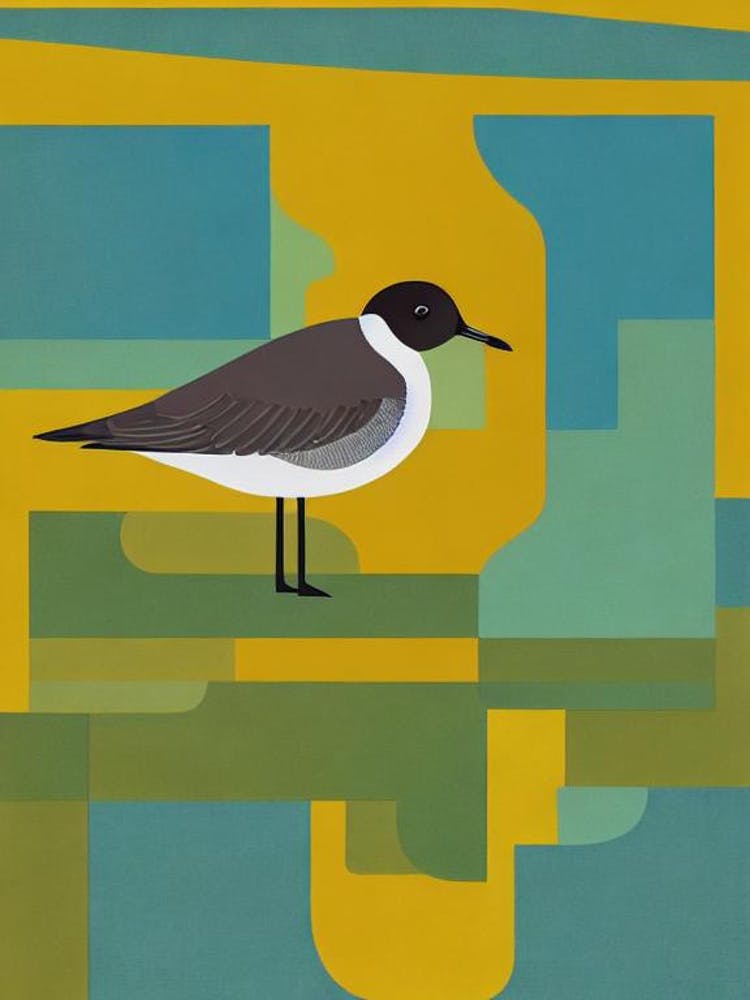 Grey Plover Midcentury Illustration Bird