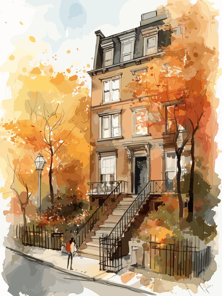 Greenwich Village Neighborhood, Watercolour 4