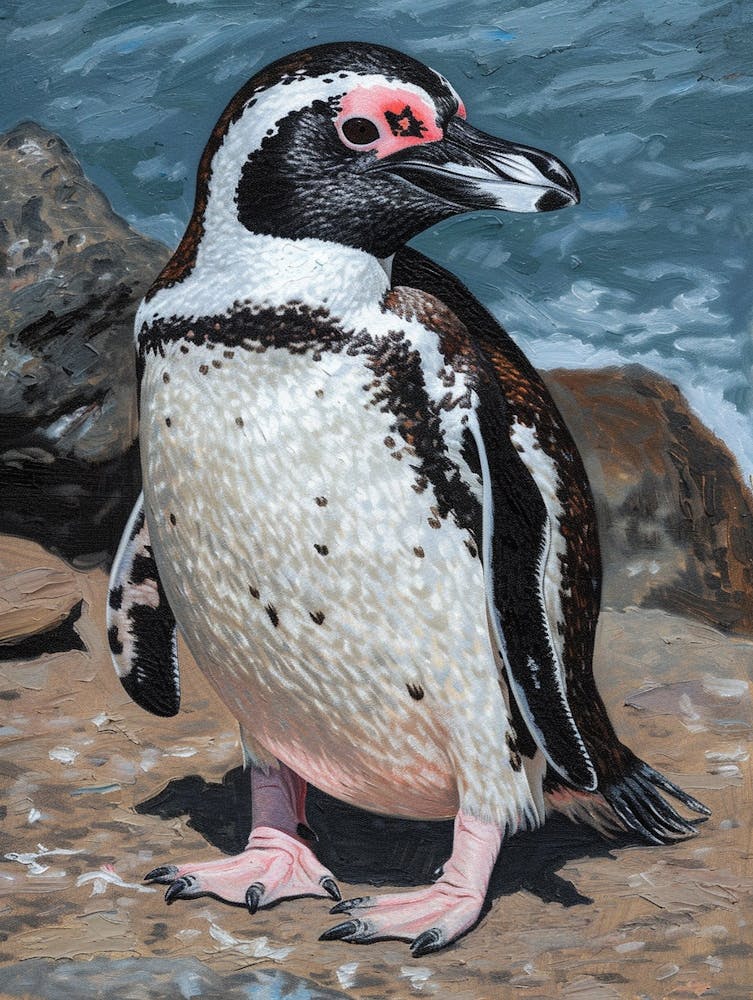 African Penguin Deception Island Oil Painting 4
