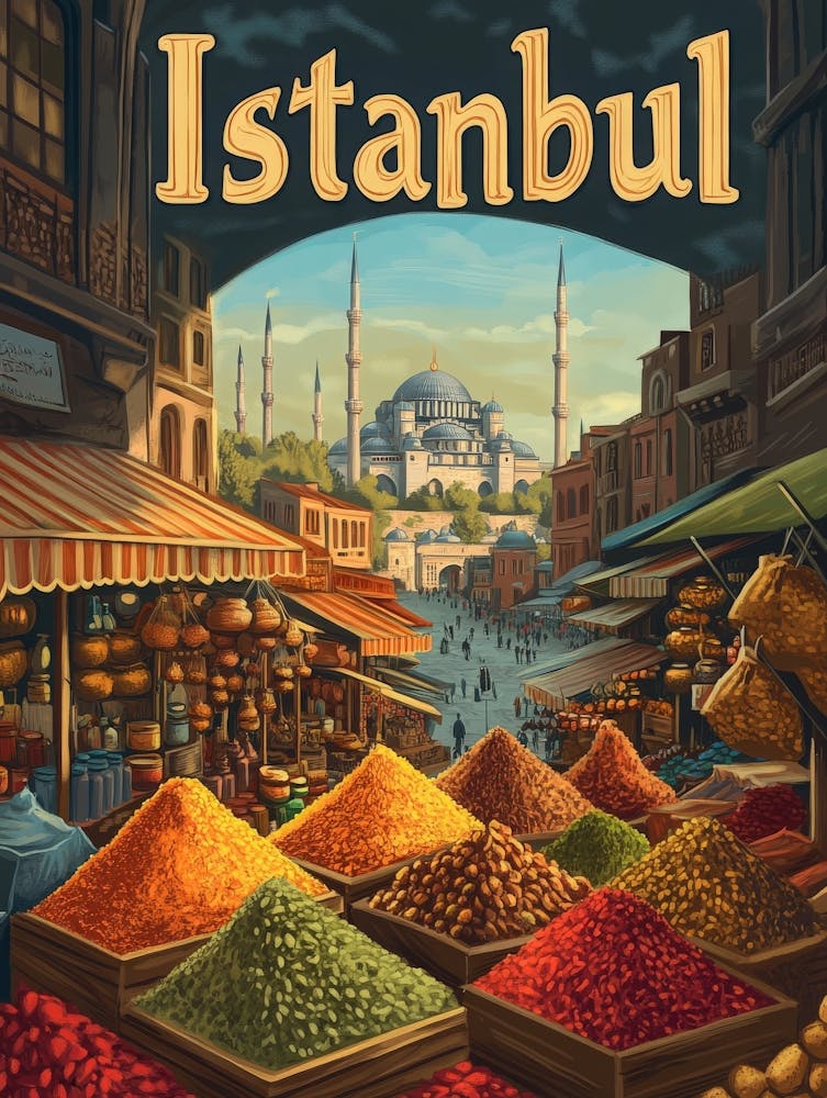Aihrgdesign A Mid Century Modern Travel Poster For Istanbul