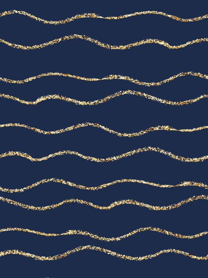 Royal Blue With Gold Wave Lines
