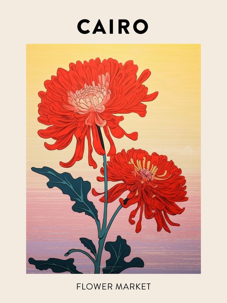 Cairo Egypt Botanical Flower Market Poster