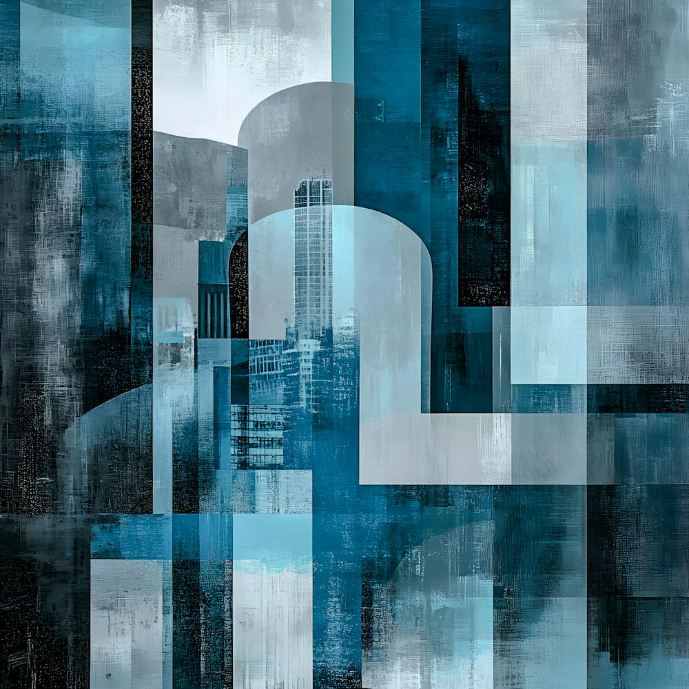 City Echoes - #geometricart #cityscapeart #abstractarchitecture #urbanart #bluehues #contemporarydesign #modernart #cityvibes #industrialart #skyscraperinspiration #urbanexploration #digitalart #abstractcity #wallart #artforsale