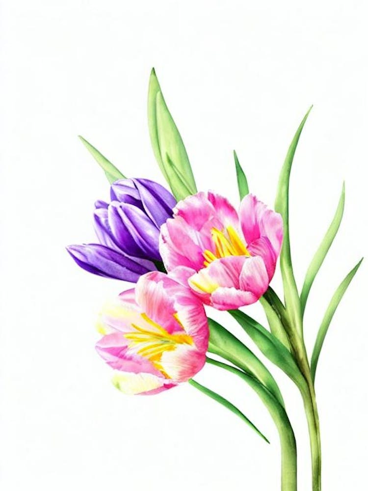 Tulips Watercolour Flower