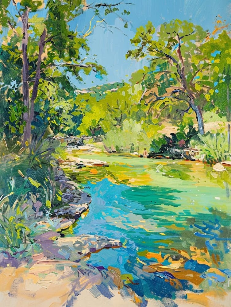Barton Springs Pool Austin Texas Oil Painting 2