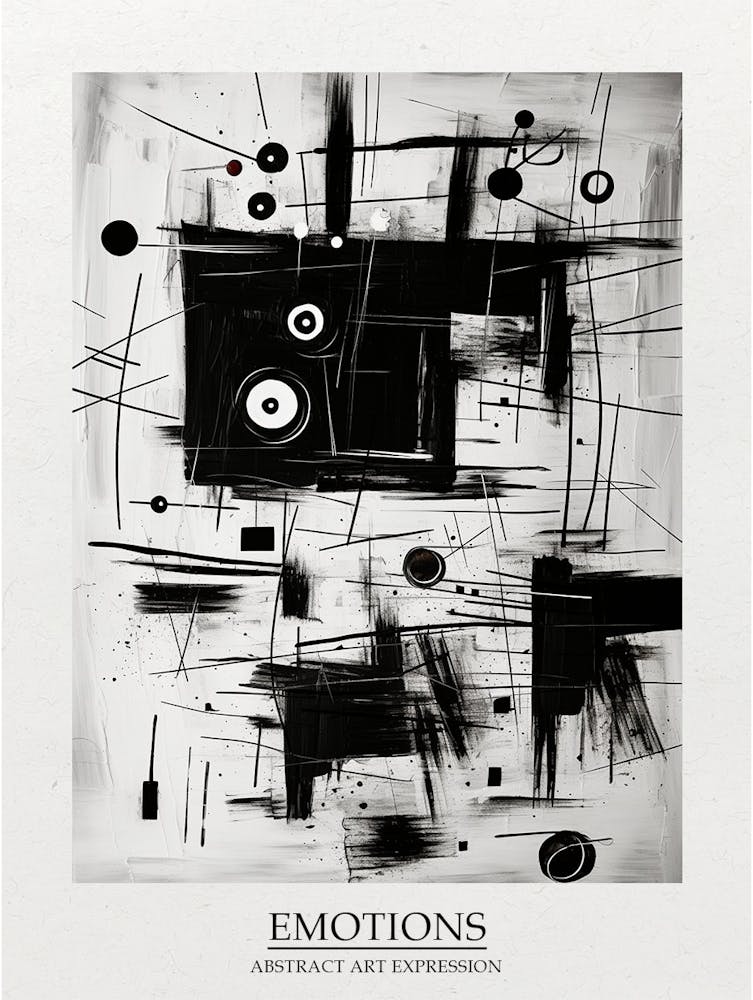 Emotions Abstract Black And White 1 Poster
