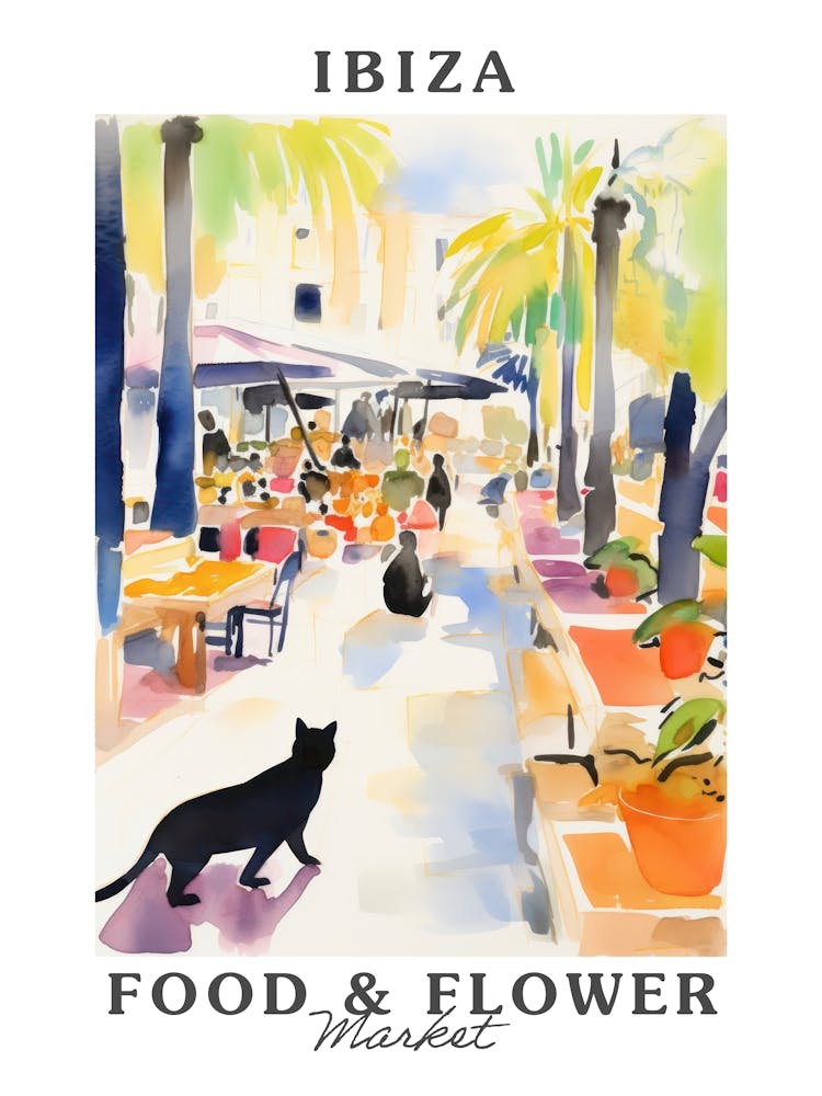 Lebensmittelmarkt mit Katzen in Ibiza 4 Poster