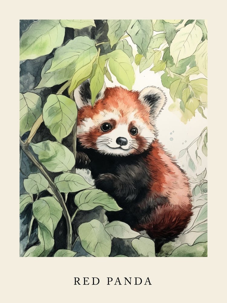 Beatrix Potter Inspired  Animal Watercolour Red Panda 3