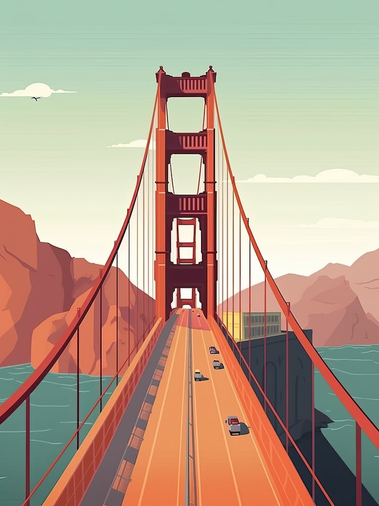 The Golden Gate San Francisco Travel Illustration 2
