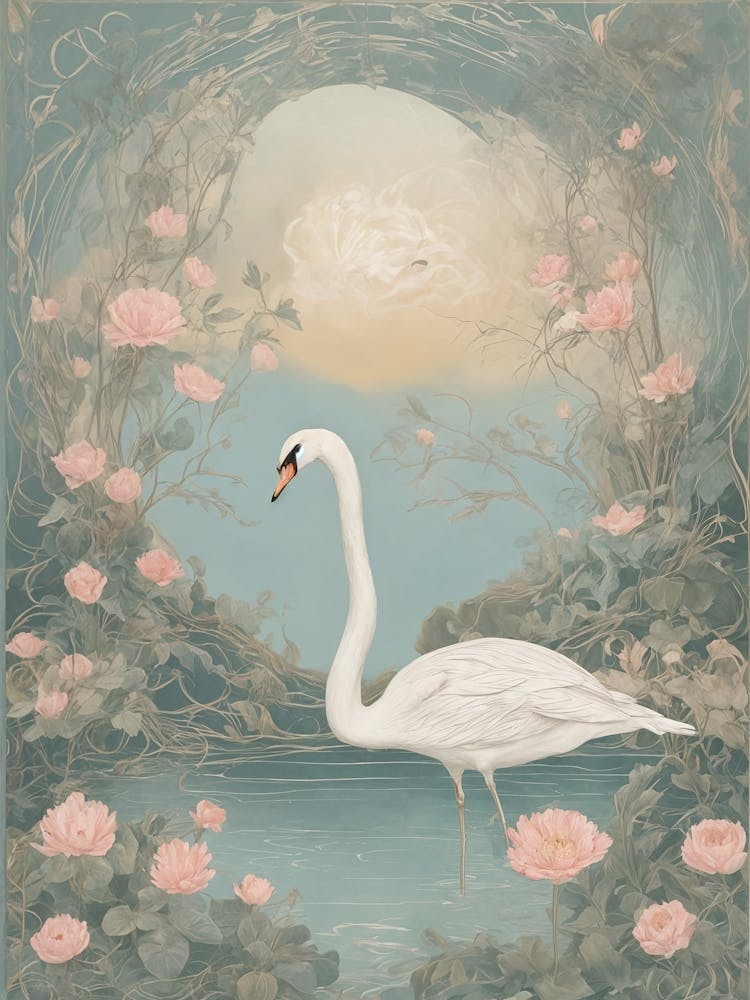 Swan In The Moonlight