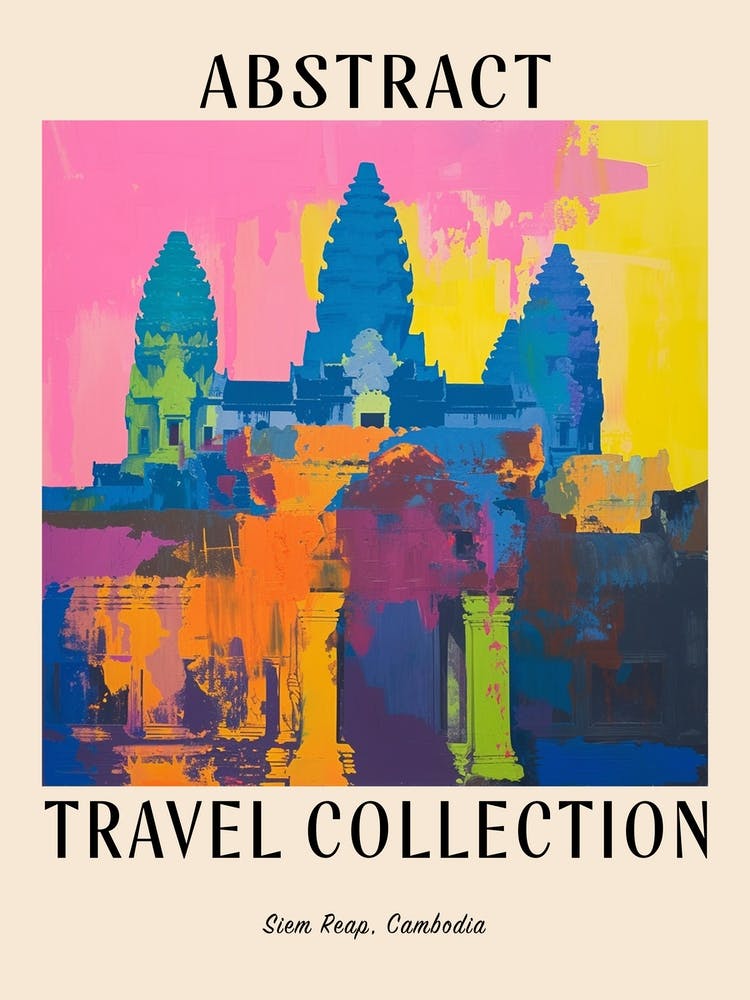Abstrakte Reisekollektion Poster Siem Reap Cambodia 4